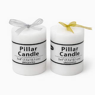 36 x White Unscented Pillar Candles 7.5 x 10cm / 3x4'' Box of Wholesale Bulk
