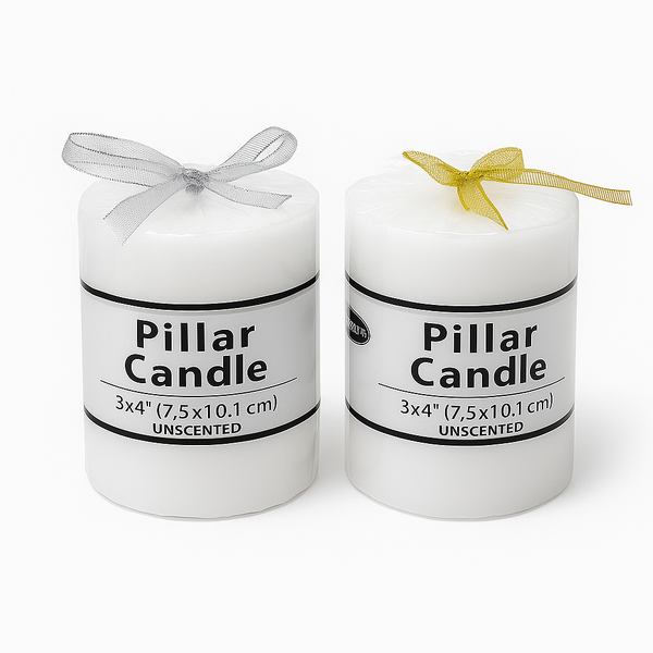 36 x White Pillar Candles 7.5x10cm Unscented Wholesale