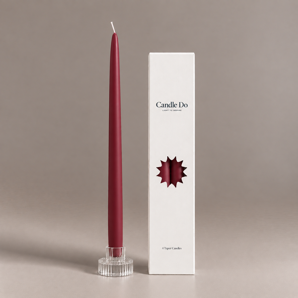 CandleDo 48 x Statement Taper Candles Burgundy 40cm