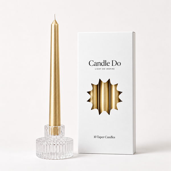 120 x CandleDo Taper Candles Metallic Gold 25cm Bulk