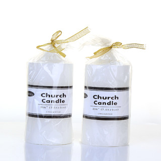 24 x White Unscented Church Candles 7.5 x 15cm / 3x6'' Box of Wholesale Bulk