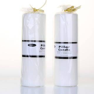 12 x White Unscented Pilar Candles 7.5 x 22.5cm / 3x9'' Box of Wholesale Bulk