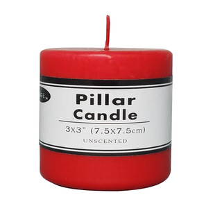 36 x Red Unscented Pillar Candles 7.5 x 7.5cm / 3x3'' Box of Wholesale Bulk