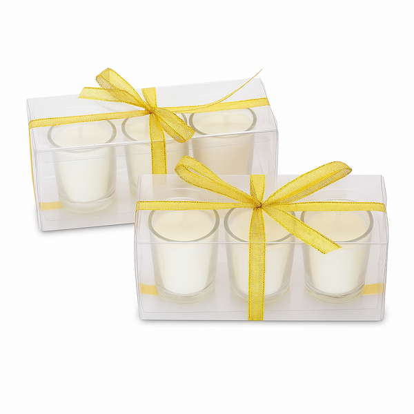 Bulk Lot 72 Clear Wedding No Scented Votive Candle Holder White Candle