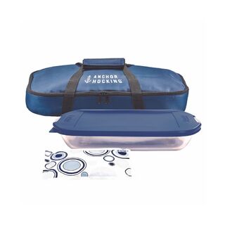 Anchor Hocking Take n Bake 2.8L Hot Cold Food Storage Set Blue Carry Bag 