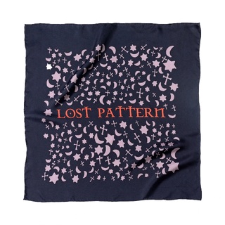 Silk Twill Square Scarf with Khazars Symbols Prints in Midnight Blue