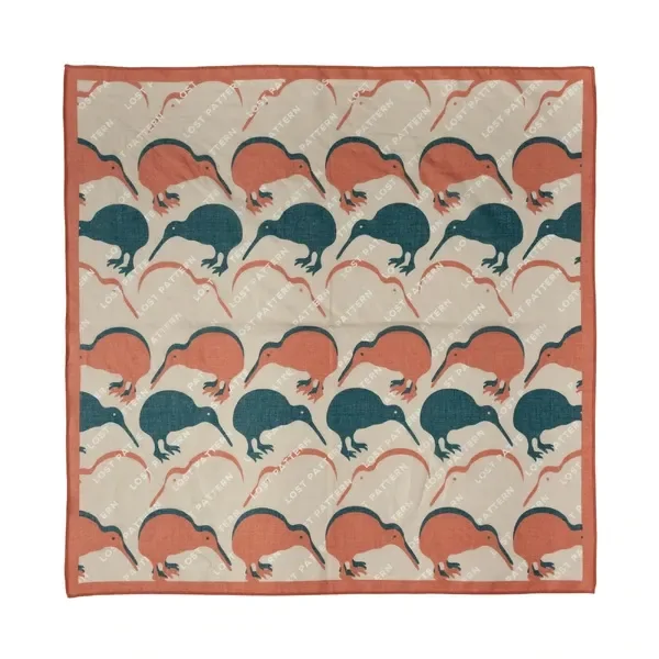 Square Cotton Scarf with Kiwi Road Sign in Beige and Light Orange 65
