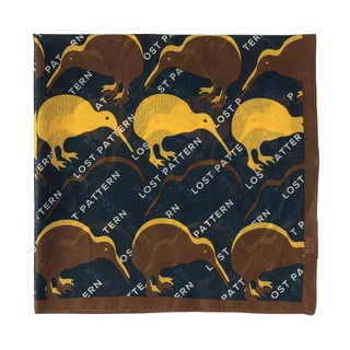 Square Cotton Scarf with Kiwi Road Sign in Black and Dark Brown 65