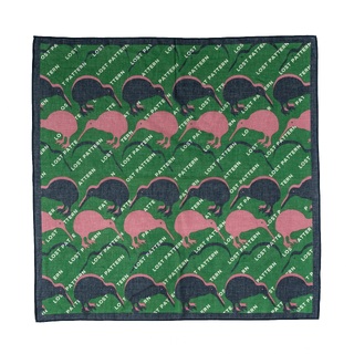 Square Cotton Scarf with Kiwi Road Sign in Deep Green 65