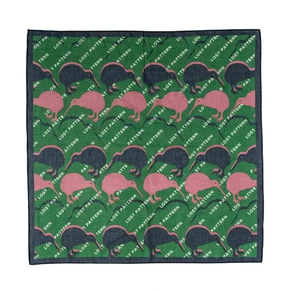 Square Cotton Scarf with Kiwi Road Sign in Deep Green 65