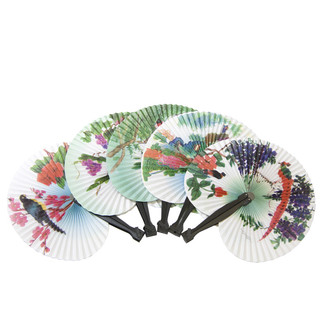 Bulk Lot x 24 Vintage Paper Chinese Traditional Folding Hand Fan Travelling Gift
