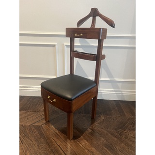 Solid Wooden Chair Valet Stand with Drawers and Compartments Free Standing