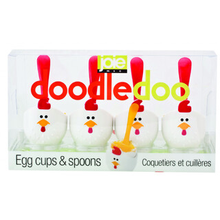 Joie MSC Set of 4 Doodel Doo Egg Cup and Spoon