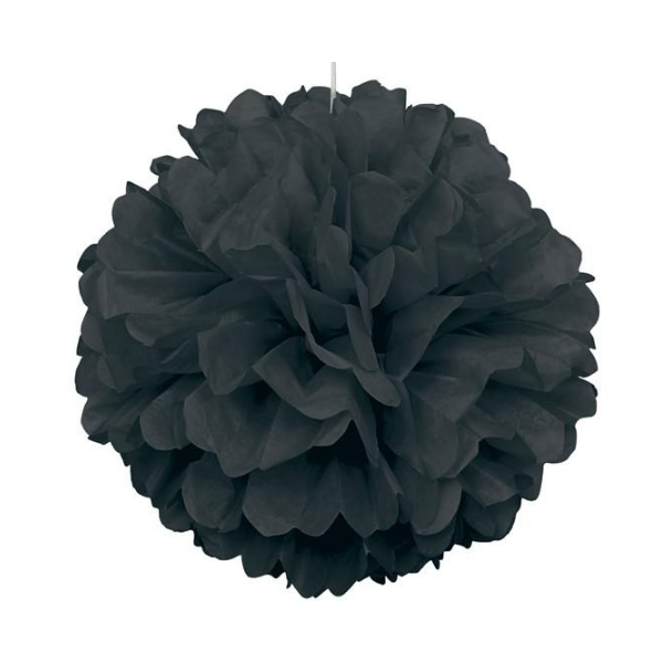 10 X 10" Black Tissue Paper Ball Pom Poms 