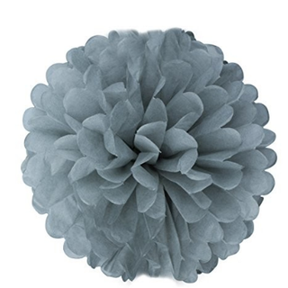 10 X 8" Grey Tissue Paper Ball Pom Poms 
