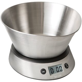 Taylor 5kg Stainless Steel Weighing Bowl Digital Kitchen Scale