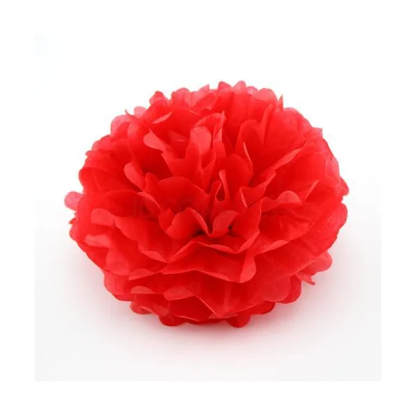 10 X 8" Red Tissue Paper Ball Pom Poms 